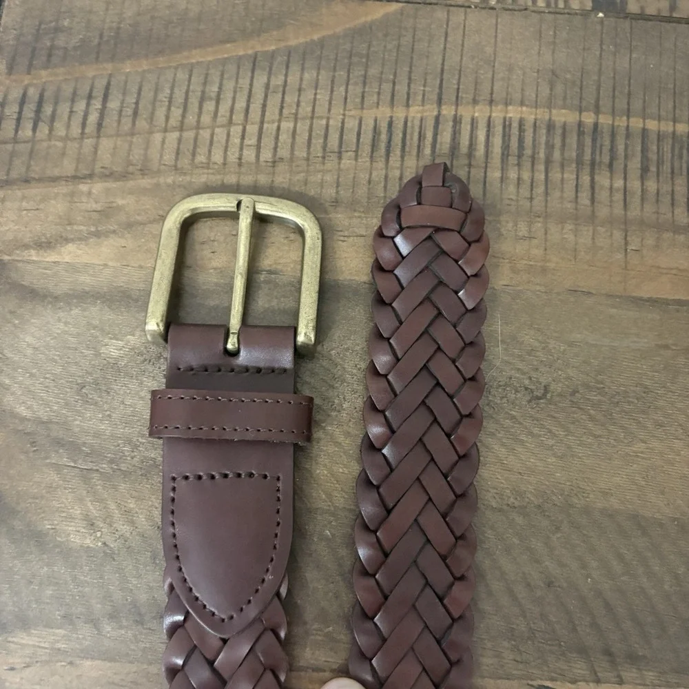 Mens Brown Genuine Braided LEATHER BELT Sz XXL Made In Guatemala